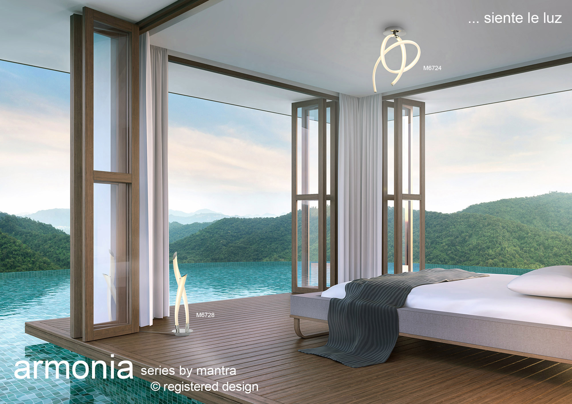 Armonia Polished Chrome Ceiling Lights Mantra Semi Flush Fittings